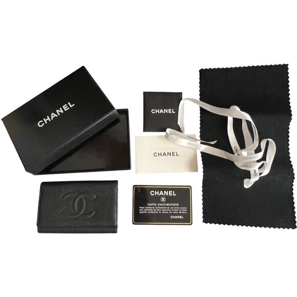CHANEL Black Interlocking CC Logo Grained Calfskin 6 Ring Key Case - Picture 3 of 16